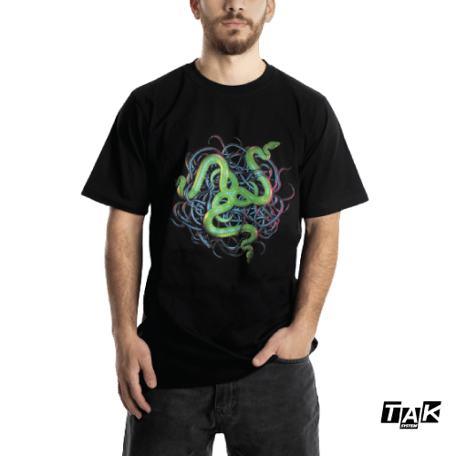 تیشرت گیمینگ ریزر اختصاصی تک سیستم طرح تیشرت گیمینگ ریزر مدل Snake PIT
